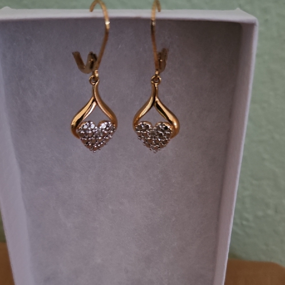 Gold and Silver Heart Earrings